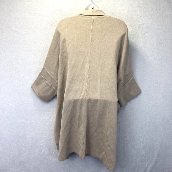 MarlaWynne Oversized Cardigan Sweater Womens XXS Tan Poncho Lagenlook Pockets - Picture 2 of 16